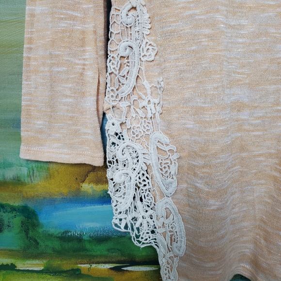 Charming Charlie Crochet Detail Peach Knit Top - Picture 6 of 11